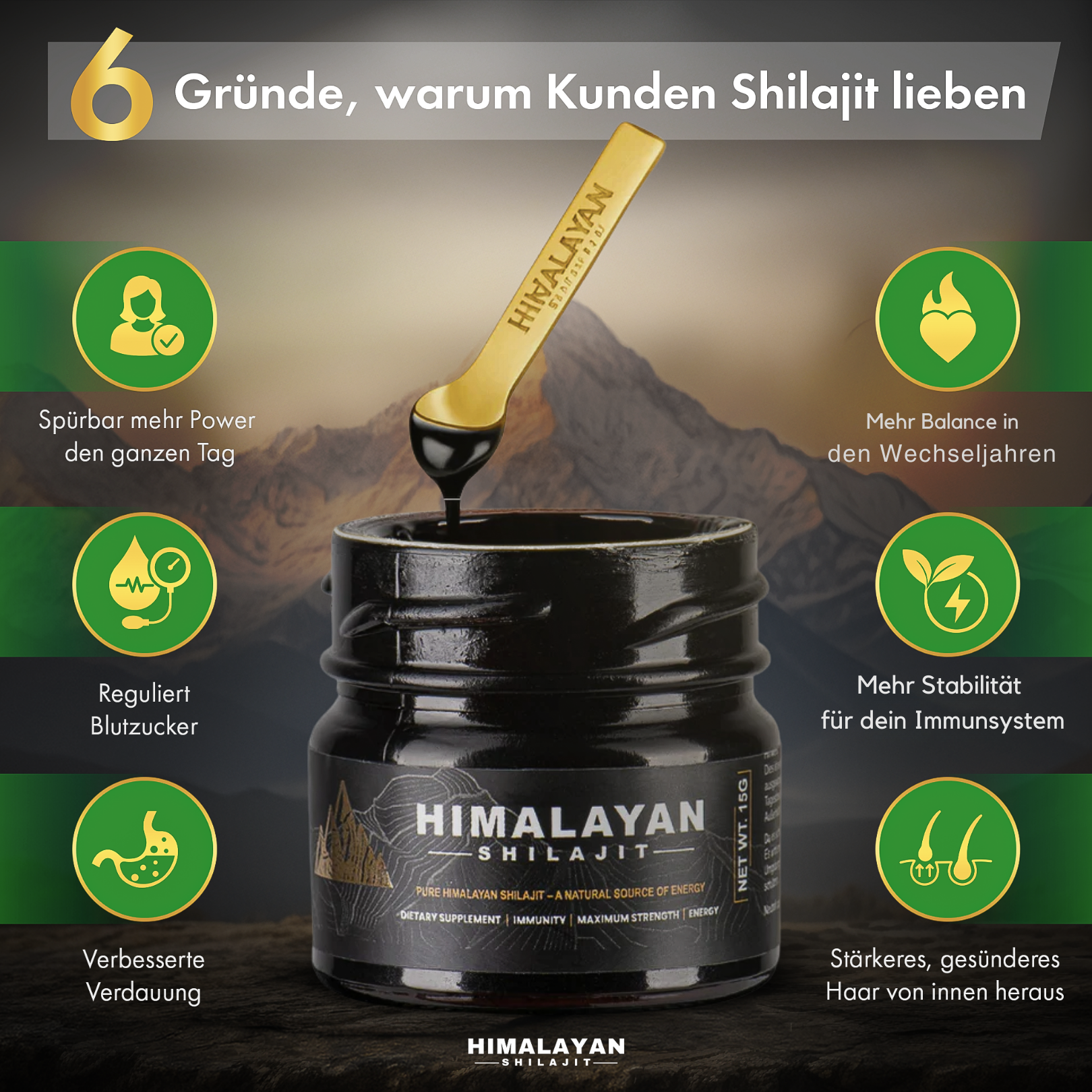 100% naturel Shilajit de l'Himalaya + cuillère gratuite