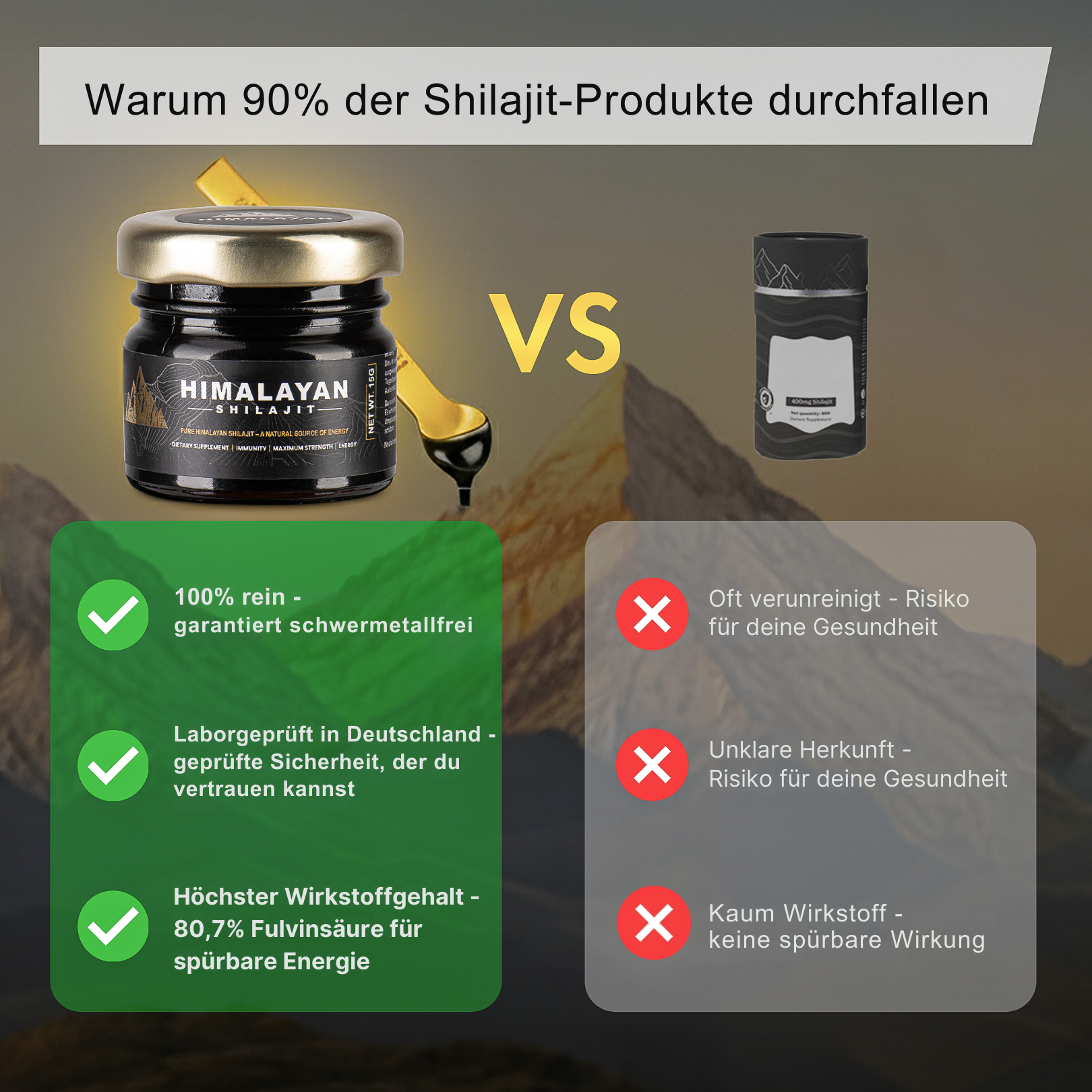 100% naturale Shilajit dell'Himalaya e cucchiaio gratuito